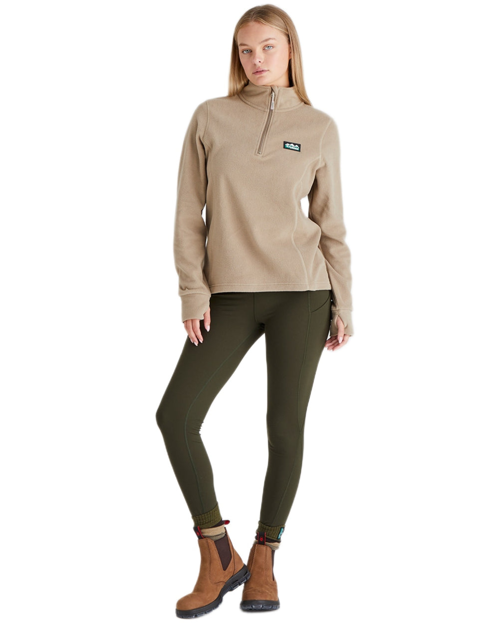 Roasted Cashew coloured Ridgeline Ladies Narvik Fleece on white background #colour_roasted-cashew