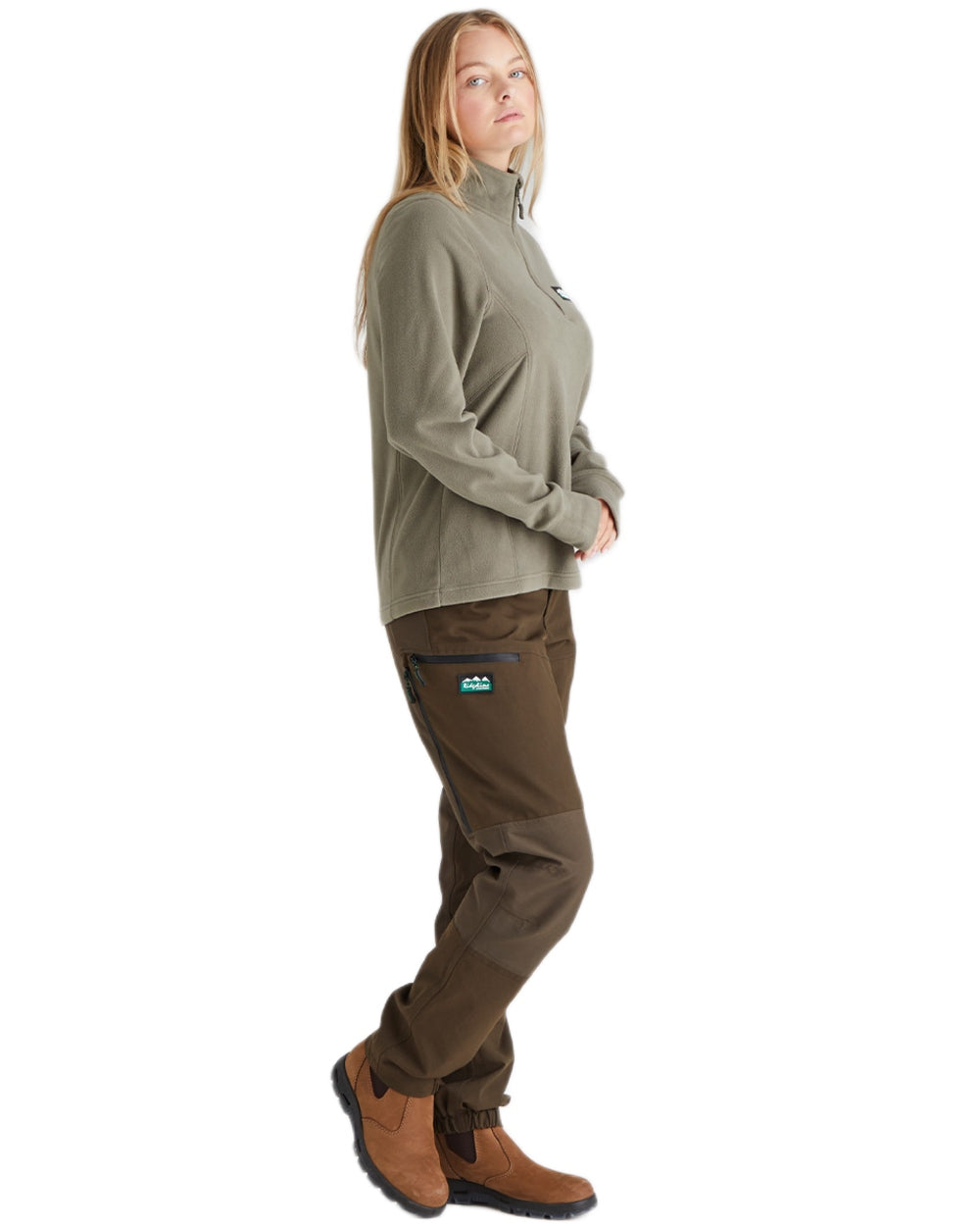 Smokey Olive coloured Ridgeline Ladies Narvik Fleece on white background #colour_smokey-olive
