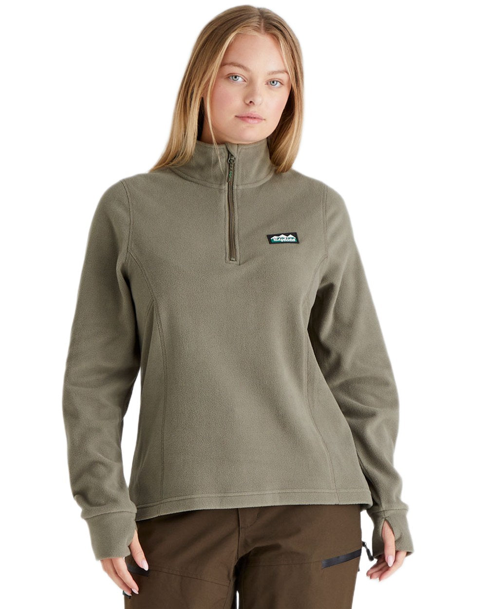 Smokey Olive coloured Ridgeline Ladies Narvik Fleece on white background #colour_smokey-olive