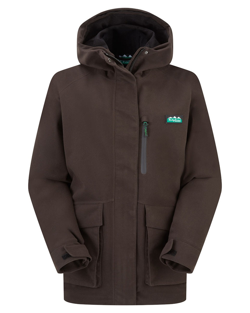 Deep Bark coloured Ridgeline Ladies Rhea Jacket on white background #colour_deep-bark