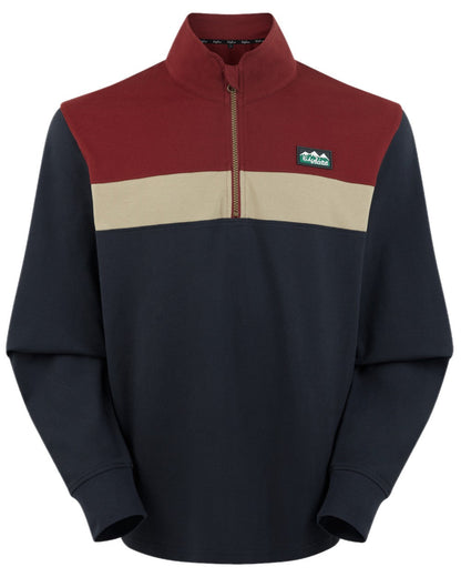 Navy Multi coloured Ridgeline Mens Backslider Rugby Top on white background #colour_navy-multi
