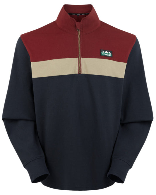 Navy Multi coloured Ridgeline Mens Backslider Rugby Top on white background #colour_navy-multi