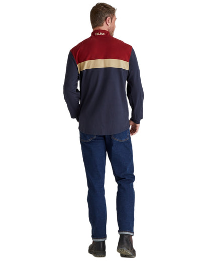 Navy Multi coloured Ridgeline Mens Backslider Rugby Top on white background #colour_navy-multi