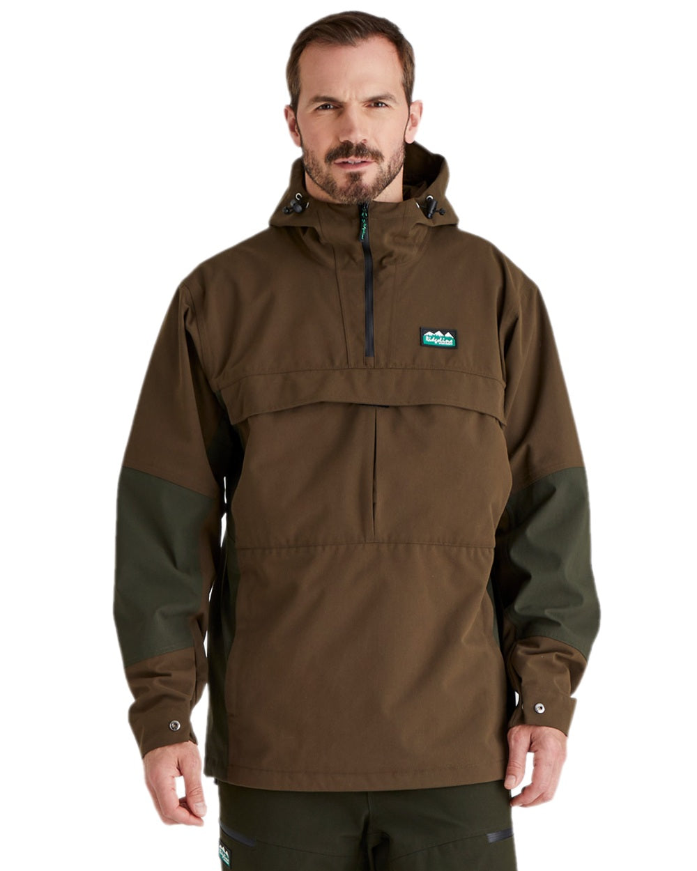 Bark Deep Forest Coloured Ridgeline Mens Cambrian Smock on white background #colour_bark-deep-forest