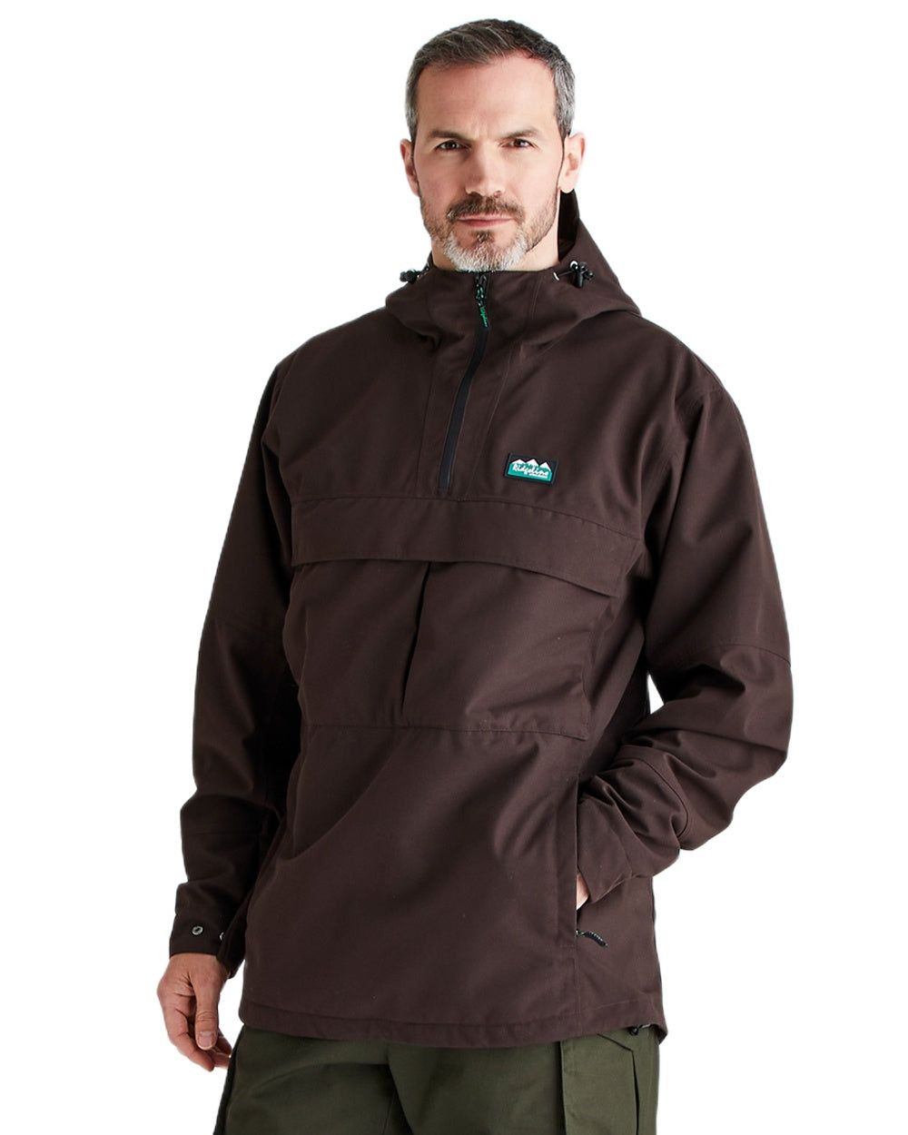 Deep Bark Coloured Ridgeline Mens Cambrian Smock on white background #colour_deep-bark