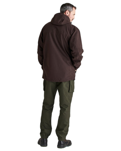 Deep Bark Coloured Ridgeline Mens Cambrian Smock on white background #colour_deep-bark