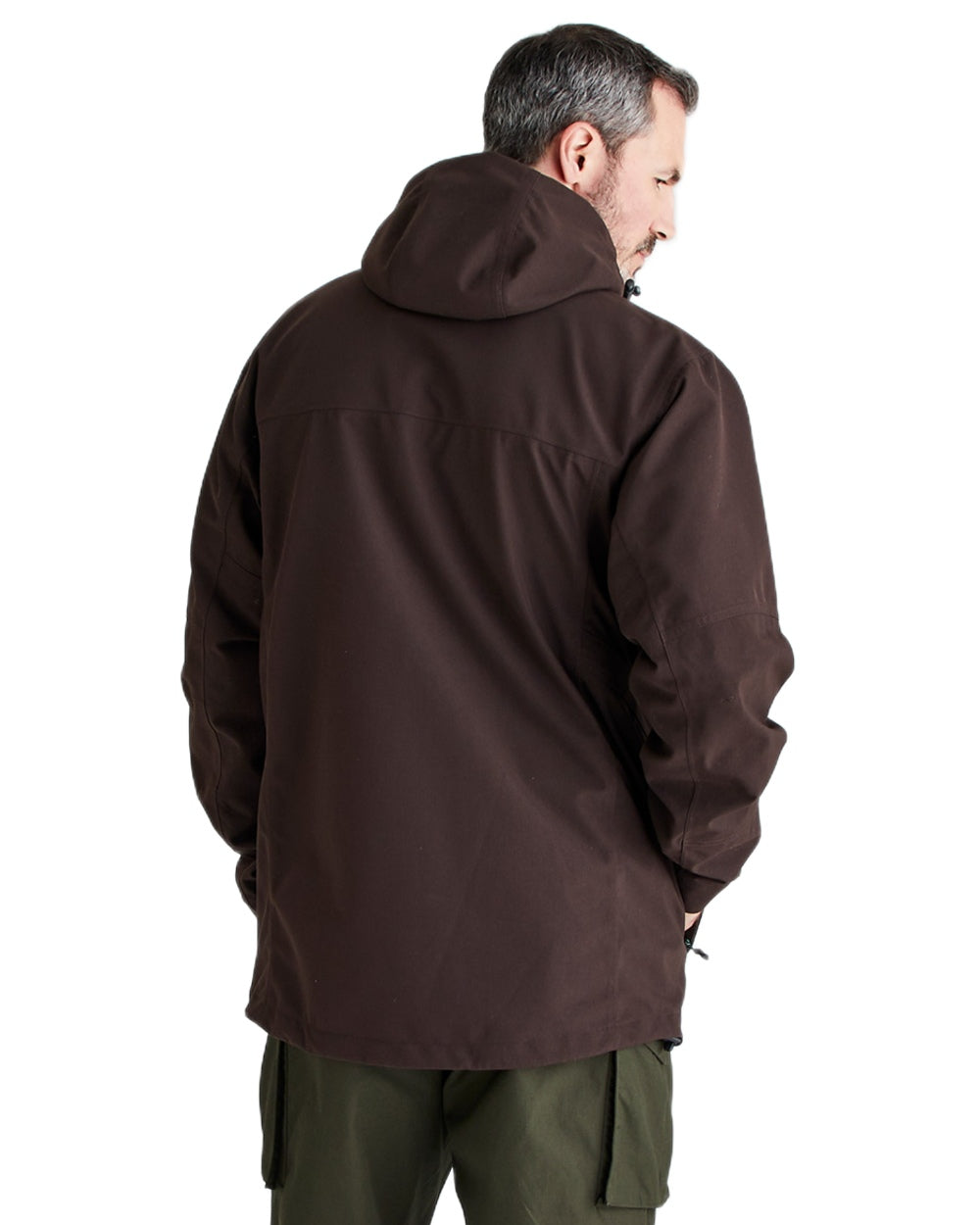Deep Bark Coloured Ridgeline Mens Cambrian Smock on white background #colour_deep-bark
