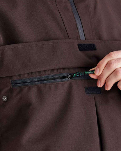 Deep Bark Coloured Ridgeline Mens Cambrian Smock on white background #colour_deep-bark