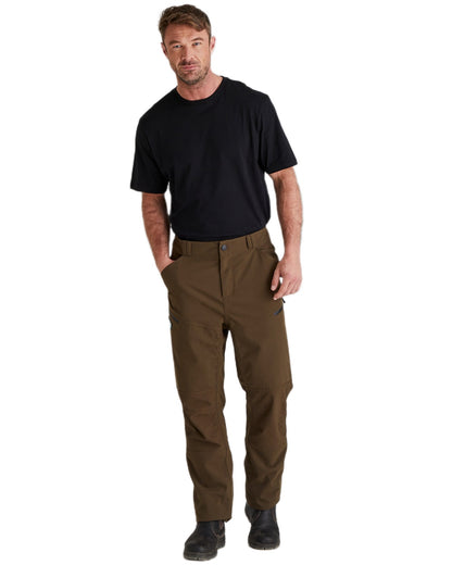 Bark coloured Ridgeline Mens Cambrian Trousers on white background #colour_bark