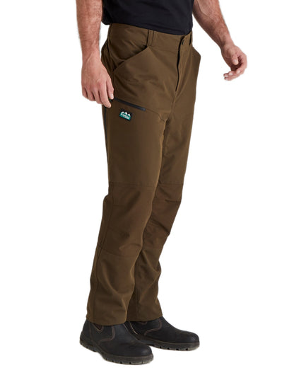 Bark coloured Ridgeline Mens Cambrian Trousers on white background #colour_bark