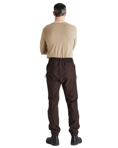 Deep Bark coloured Ridgeline Mens Cambrian Trousers on white background #colour_deep-bark