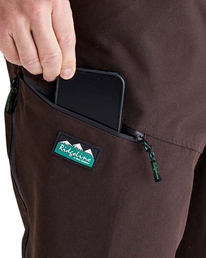 Deep Bark coloured Ridgeline Mens Cambrian Trousers on white background #colour_deep-bark