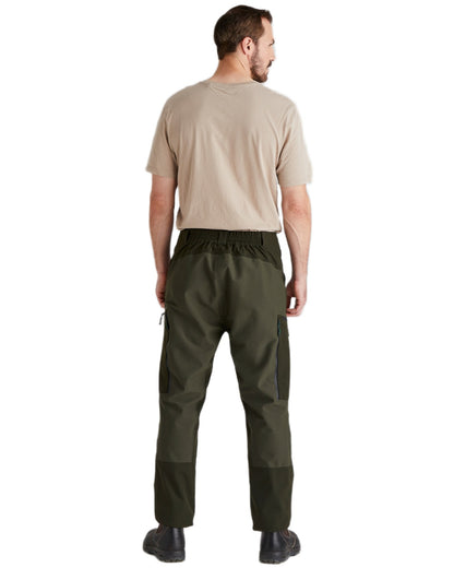 Deep Forest coloured Ridgeline Mens Cambrian Trousers on white background #colour_deep-forest