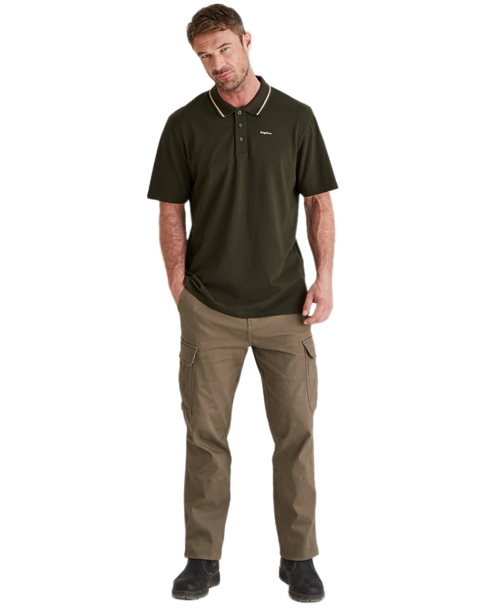 Deep Forest Coloured Ridgeline Mens Kilworth Polo Shirt on white background #colour_deep-forest