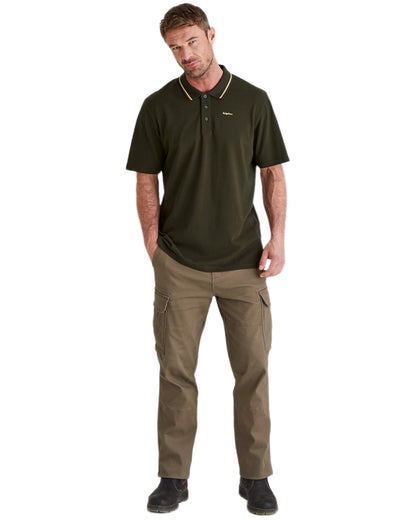 Deep Forest Coloured Ridgeline Mens Kilworth Polo Shirt on white background #colour_deep-forest