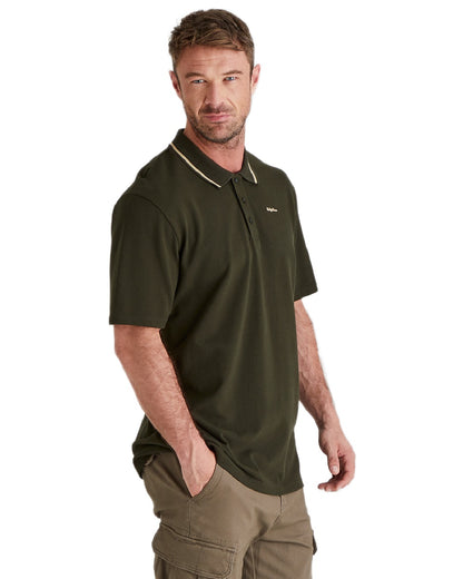 Deep Forest Coloured Ridgeline Mens Kilworth Polo Shirt on white background #colour_deep-forest
