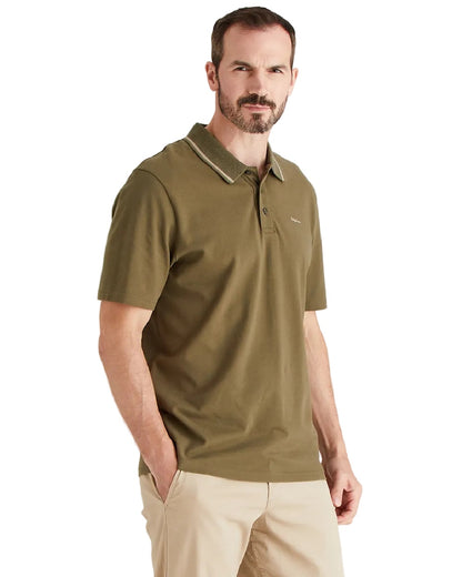 Ivy Green Coloured Ridgeline Mens Kilworth Polo Shirt on white background #colour_ivy-green