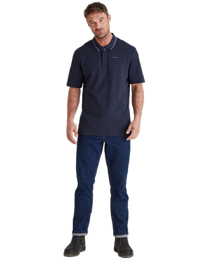 Navy Coloured Ridgeline Mens Kilworth Polo Shirt on white background #colour_navy