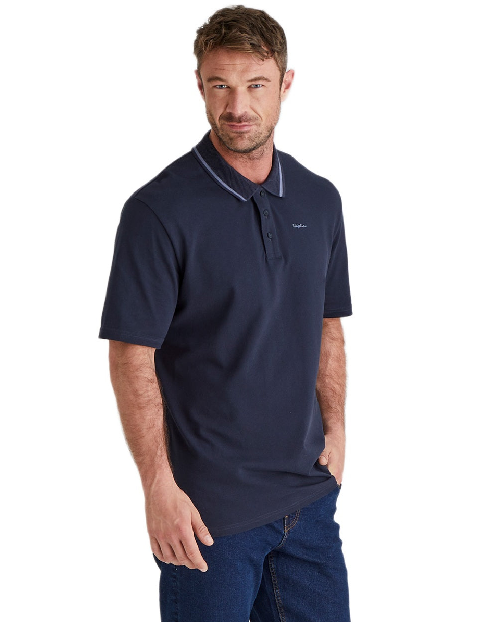 Navy Coloured Ridgeline Mens Kilworth Polo Shirt on white background #colour_navy