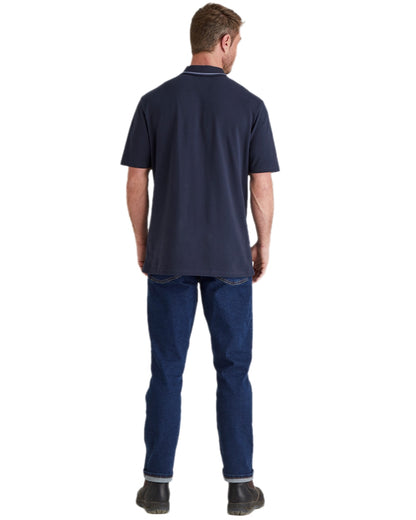 Navy Coloured Ridgeline Mens Kilworth Polo Shirt on white background #colour_navy
