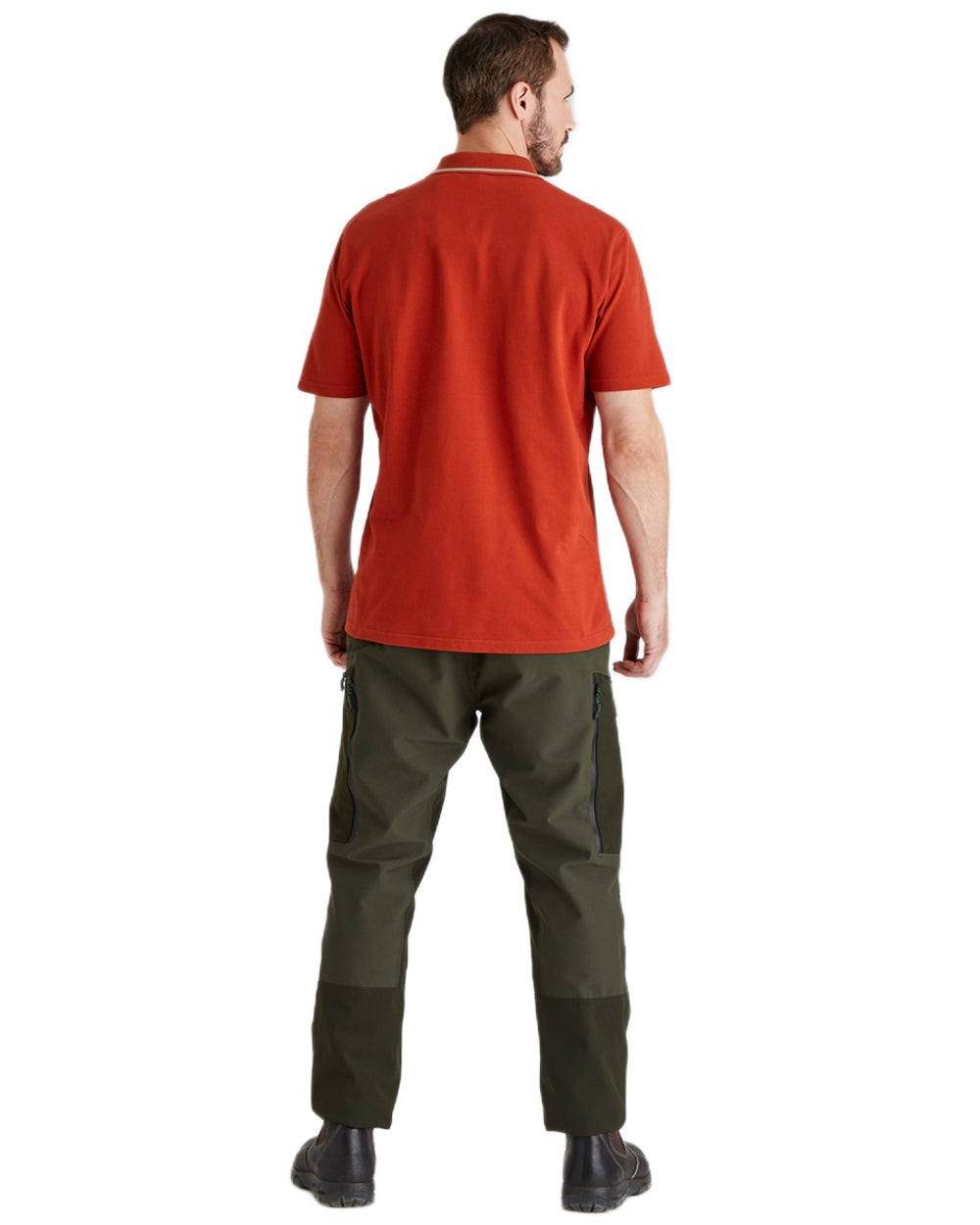 Russet Coloured Ridgeline Mens Kilworth Polo Shirt on white background #colour_russet