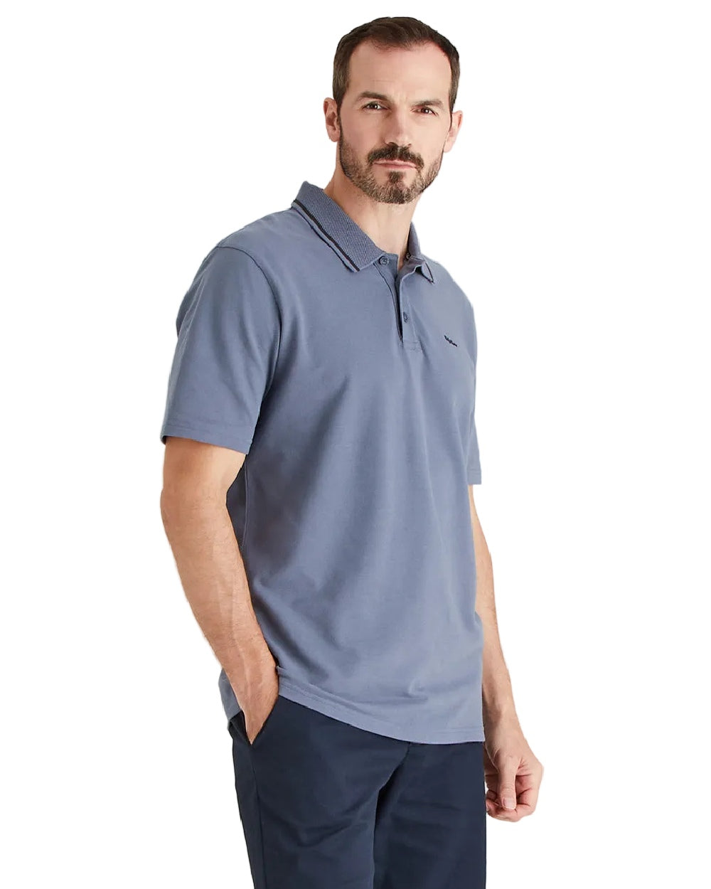 Storm Coloured Ridgeline Mens Kilworth Polo Shirt on white background #colour_storm