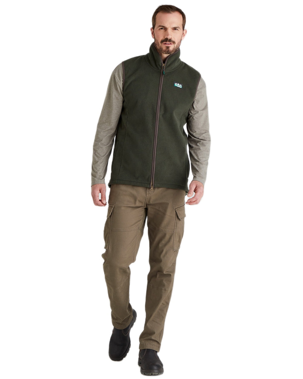 Deep Forest Coloured Ridgeline Mens Kodiak Gilet on white background #colour_deep-forest