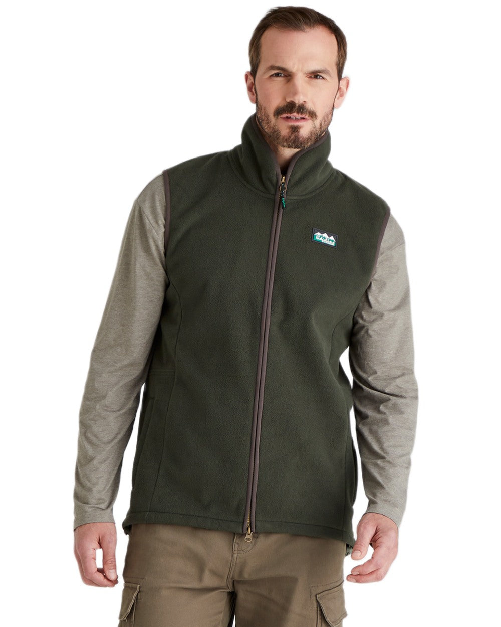 Deep Forest Coloured Ridgeline Mens Kodiak Gilet on white background #colour_deep-forest