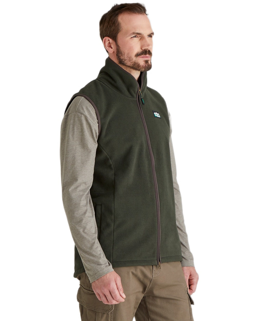 Deep Forest Coloured Ridgeline Mens Kodiak Gilet on white background #colour_deep-forest