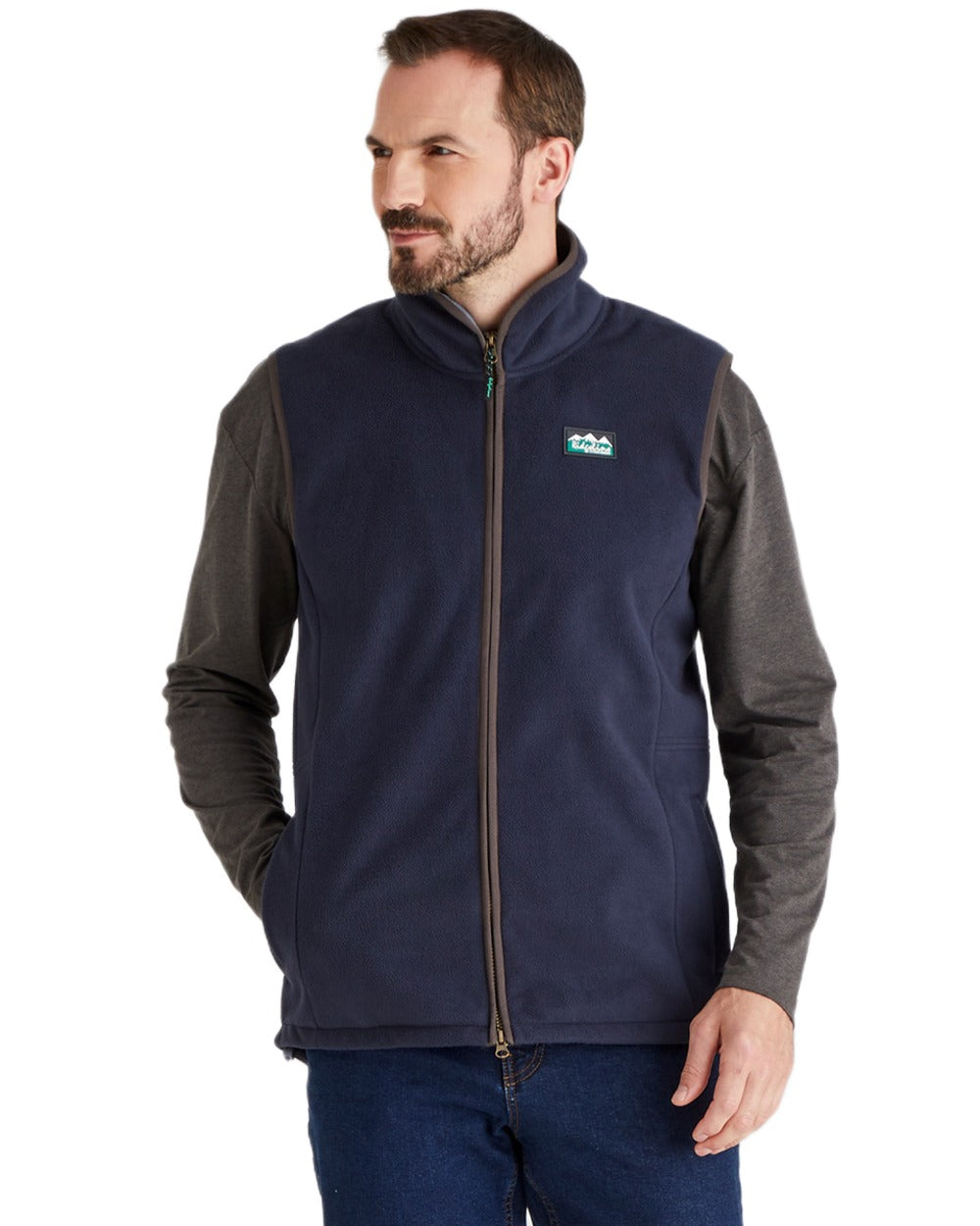 Navy Coloured Ridgeline Mens Kodiak Gilet on white background #colour_navy