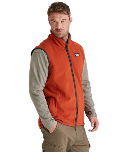 Russet Coloured Ridgeline Mens Kodiak Gilet on white background #colour_russet
