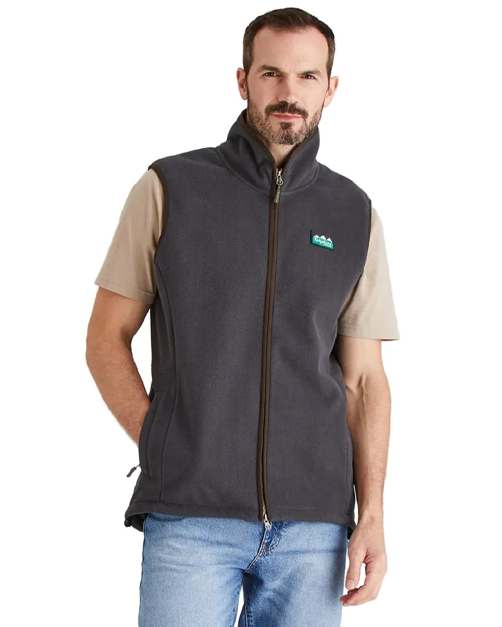 Shale Coloured Ridgeline Mens Kodiak Gilet on white background #colour_shale