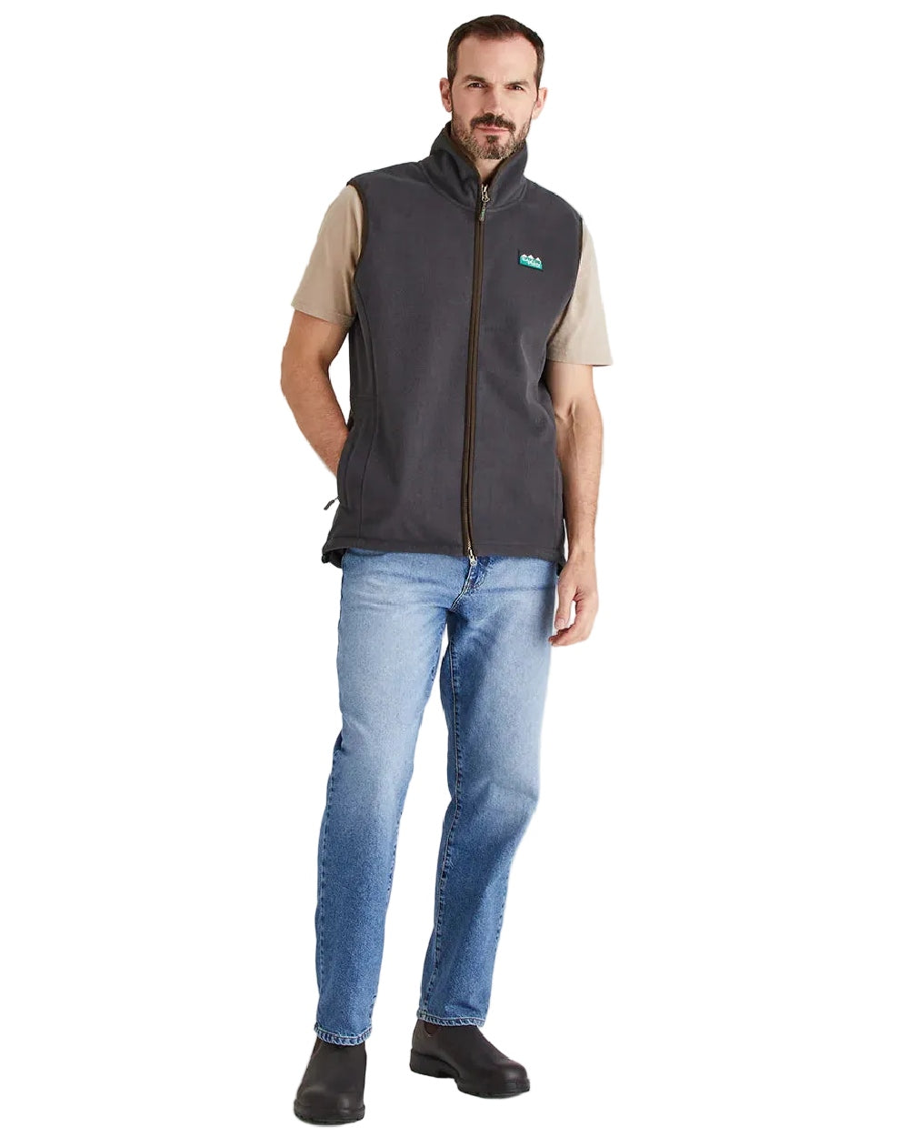 Shale Coloured Ridgeline Mens Kodiak Gilet on white background #colour_shale