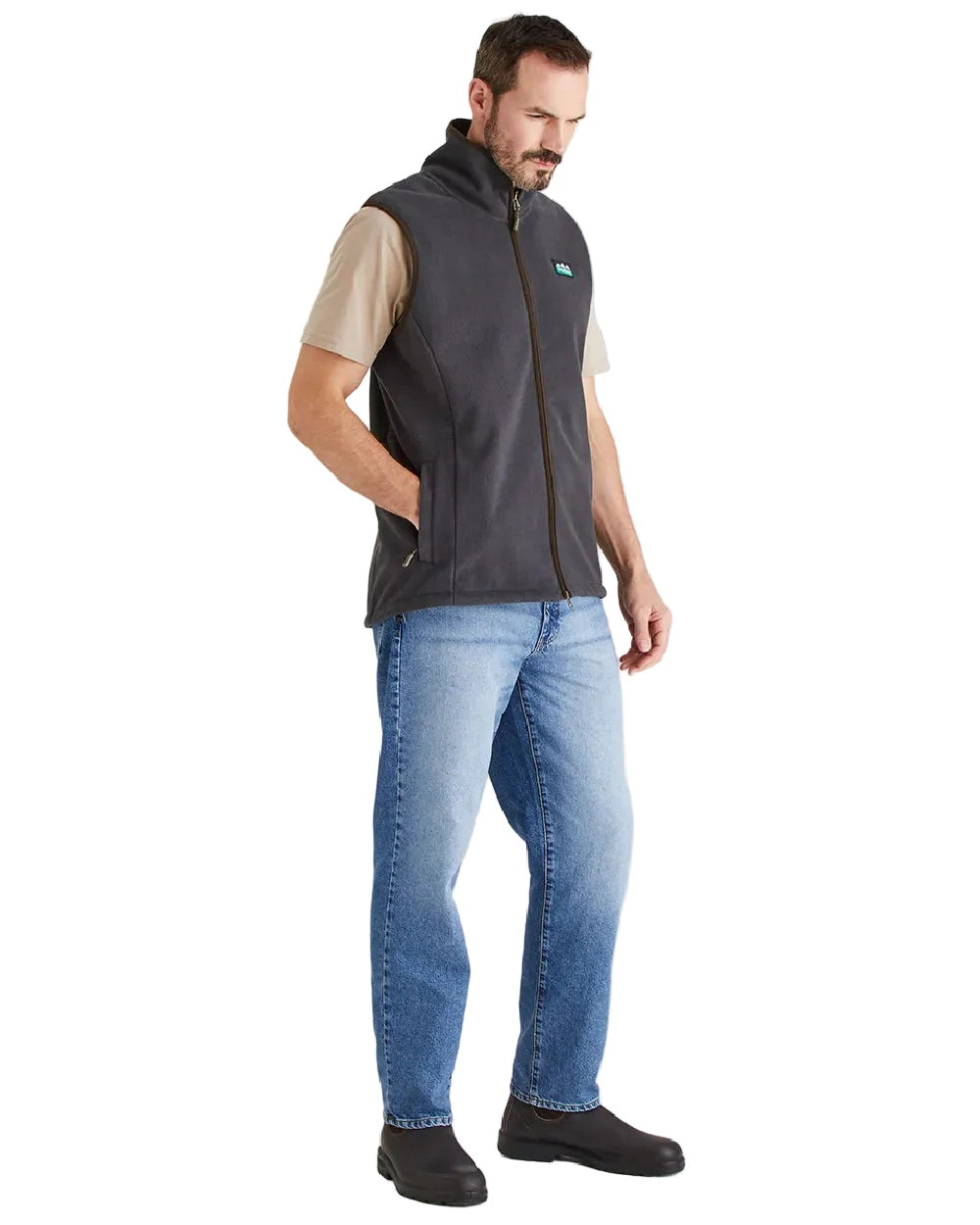 Shale Coloured Ridgeline Mens Kodiak Gilet on white background #colour_shale
