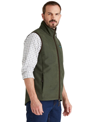 Deep Forest coloured Ridgeline Mens Monarch Gilet on white background #colour_deep-forest