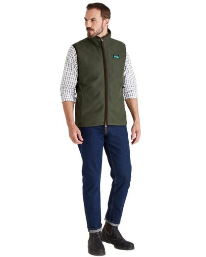 Deep Forest coloured Ridgeline Mens Monarch Gilet on white background #colour_deep-forest