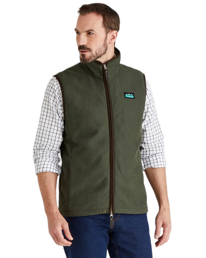 Deep Forest coloured Ridgeline Mens Monarch Gilet on white background #colour_deep-forest