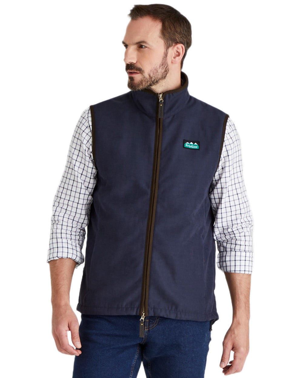 Navy coloured Ridgeline Mens Monarch Gilet on white background #colour_navy