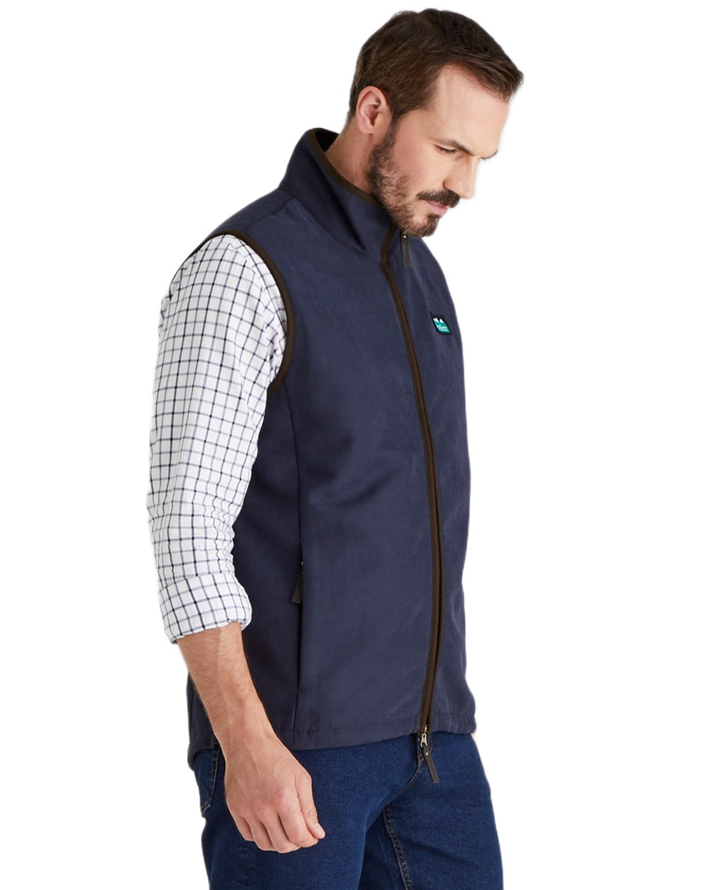 Navy coloured Ridgeline Mens Monarch Gilet on white background #colour_navy