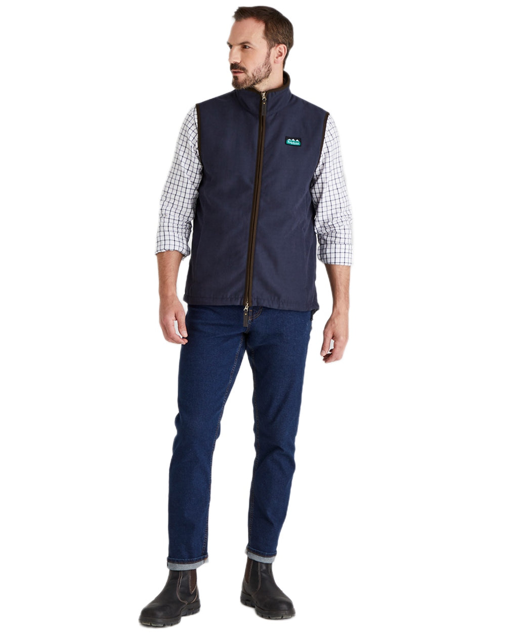 Navy coloured Ridgeline Mens Monarch Gilet on white background #colour_navy