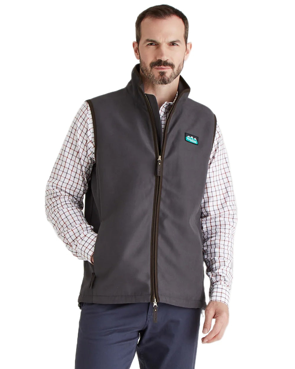 Shale Coloured Ridgeline Mens Monarch Gilet on white background #colour_shale