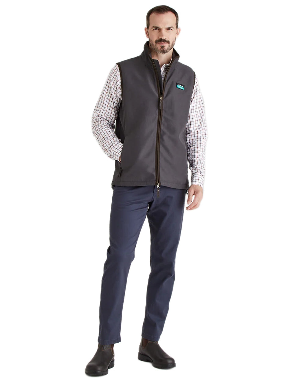 Shale Coloured Ridgeline Mens Monarch Gilet on white background #colour_shale