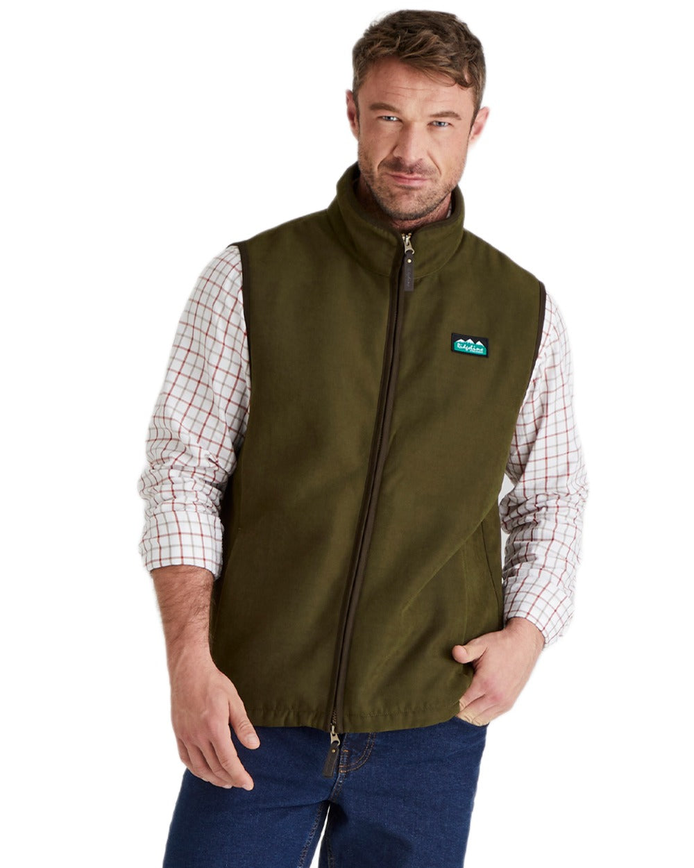 Teak coloured Ridgeline Mens Monarch Gilet on white background #colour_teak