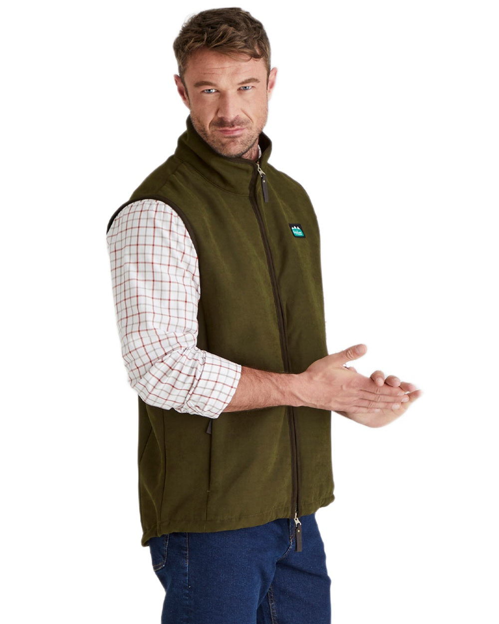 Teak coloured Ridgeline Mens Monarch Gilet on white background #colour_teak