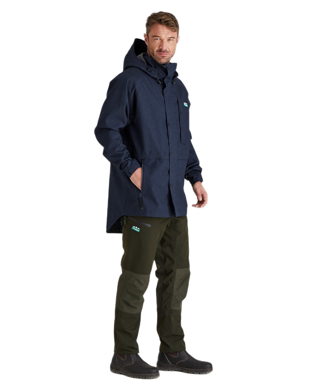 Navy Marl coloured Ridgeline Mens Monsoon Light Jacket on white background #colour_navy-marl