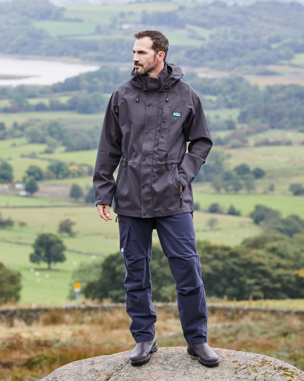 Shale Coloured Ridgeline Mens Monsoon Light Jacket on outdoor background #colour_shale
