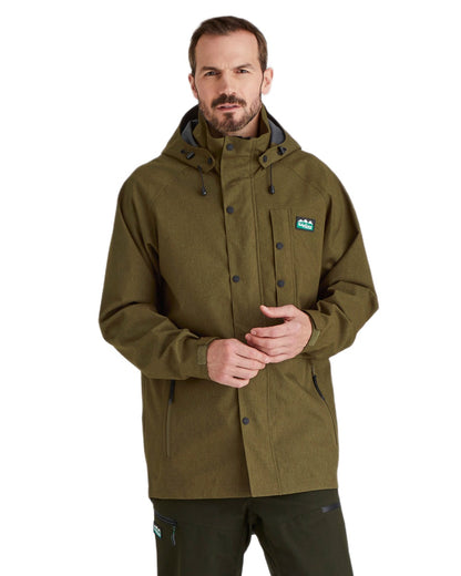 Teak coloured Ridgeline Mens Monsoon Light Jacket on white background #colour_teak