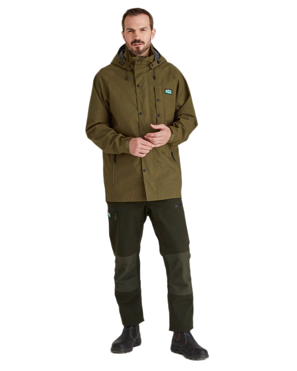 Teak coloured Ridgeline Mens Monsoon Light Jacket on white background #colour_teak