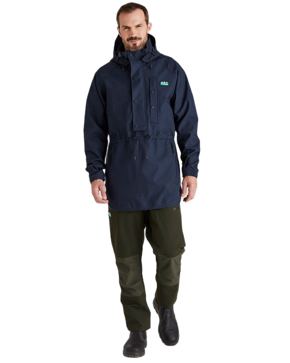 Navy Marl coloured Ridgeline Mens Monsoon Light Smock on white background #colour_navy-marl