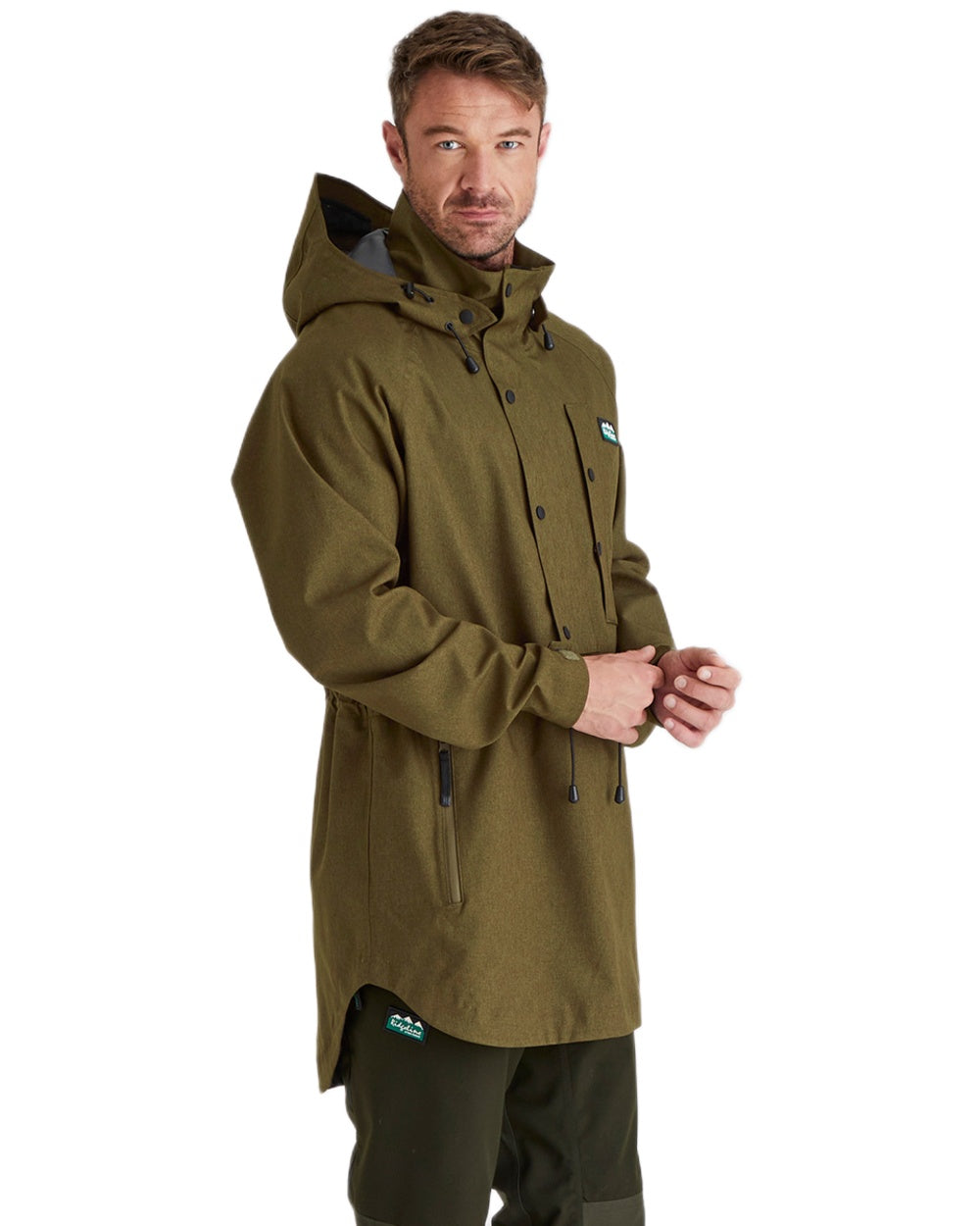 Teak coloured Ridgeline Mens Monsoon Light Smock on white background #colour_teak